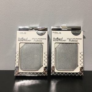 NEW Gabba Goods scalloped phone pocket silver vegan 2pcs